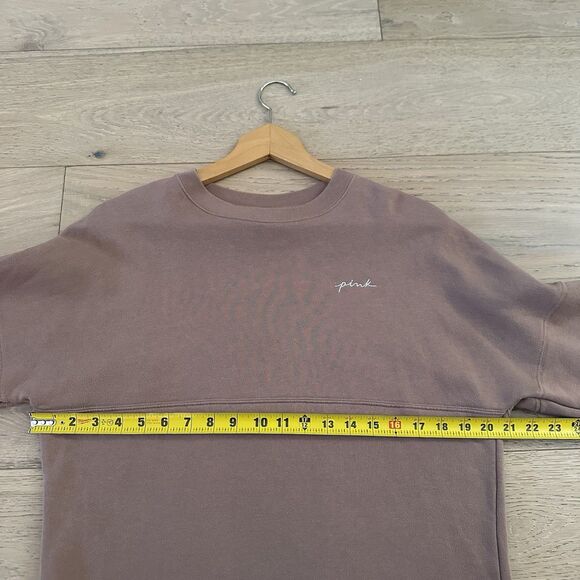Victoria’s Secret Pullover Love Pink Embroidered Brown Beige Clay XS Oversized - Picture 10 of 10